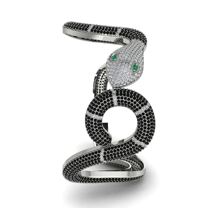 Elegant Diamond Bracelet for Weddings-Gorgeous Black Diamond Snake Bracelet - Ronald No. 12