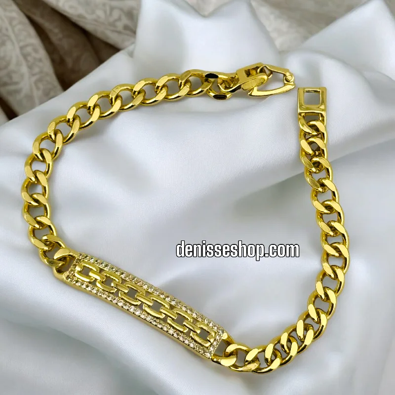 Custom Engraved Bracelet-14K GOLD /PLATE WITH LINK BRACELET BR470