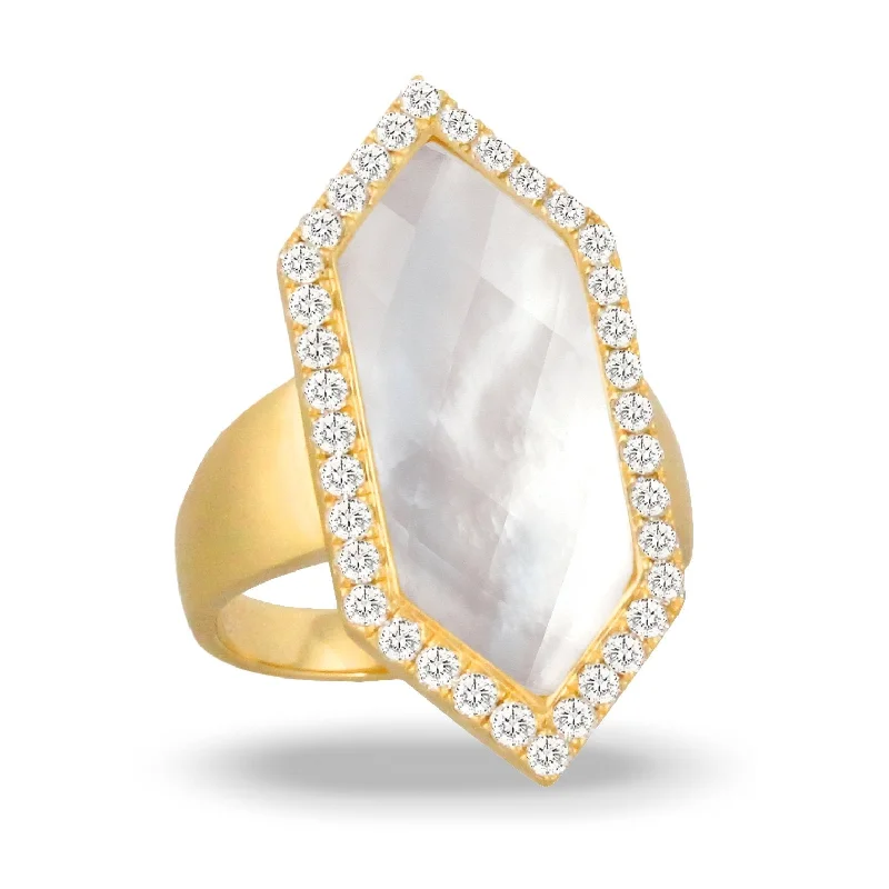 Modern Sapphire Engagement Ring-Doves White Orchid Collection 18K Yellow Gold Diamond Ring