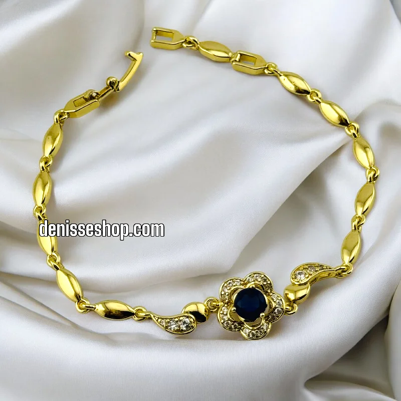 Diamond Bracelet with Gold Links-14K BLUE FLOWER BRACELET BR441