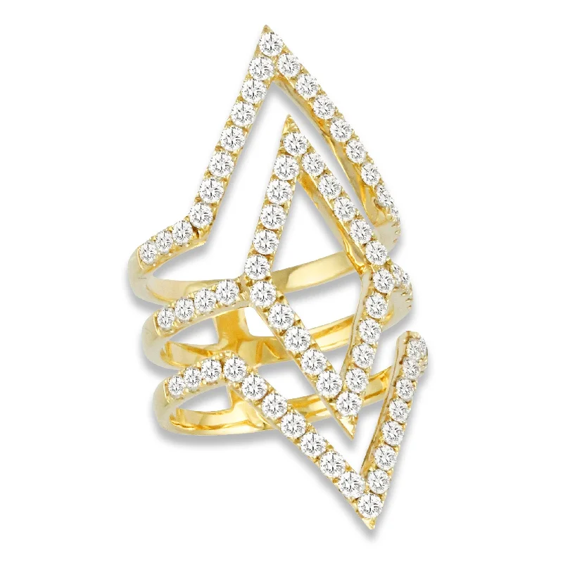 Unique Promise Ring-Doves Diamond Fashion Collection 18K Yellow Gold Diamond Ring