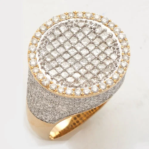 Minimalist Gold Ring-14KY 3.55CTW DIAMOND FLAT ROUND HEAD MENS RING