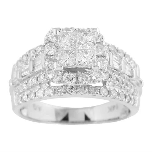 Custom Wedding Ring Set-14KW 2.00CTW DIAMOND FANCY RING