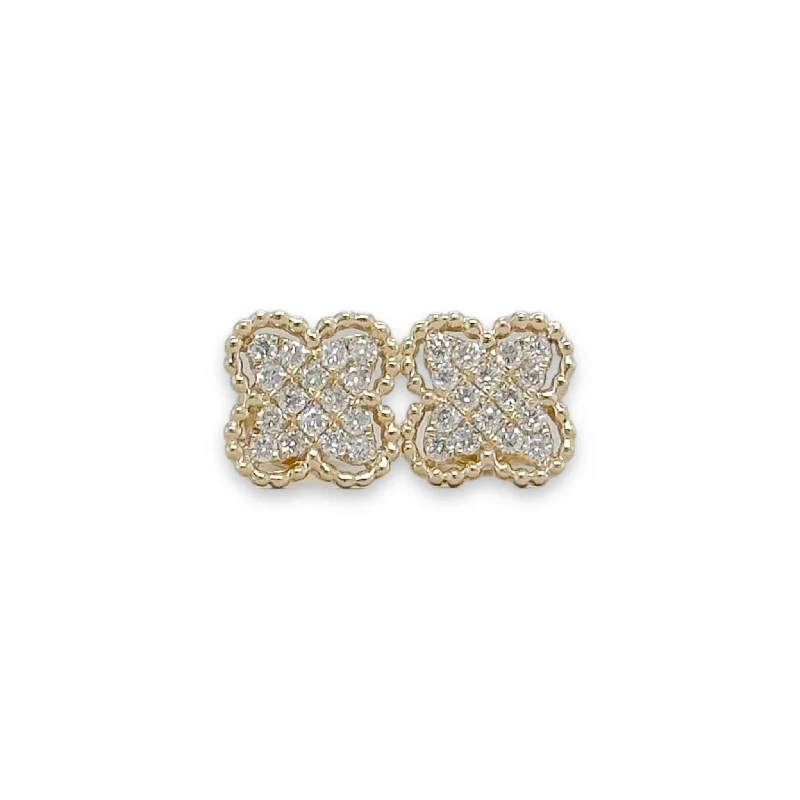 Affordable Gold Earrings-14K Y Gold 0.28ctw Diamond Clover Earrings