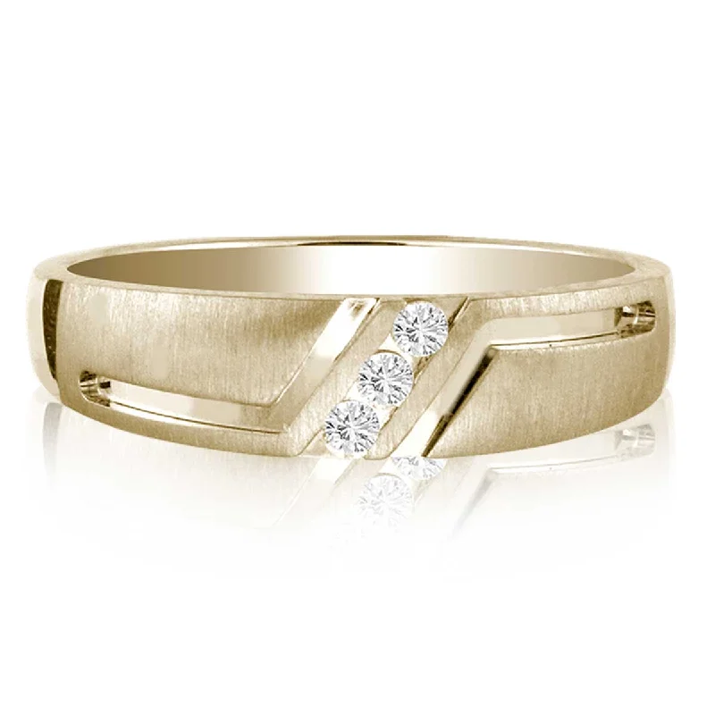 Classic Gold Wedding Band-14K    0.10CT  Diamond MEN'S BAND