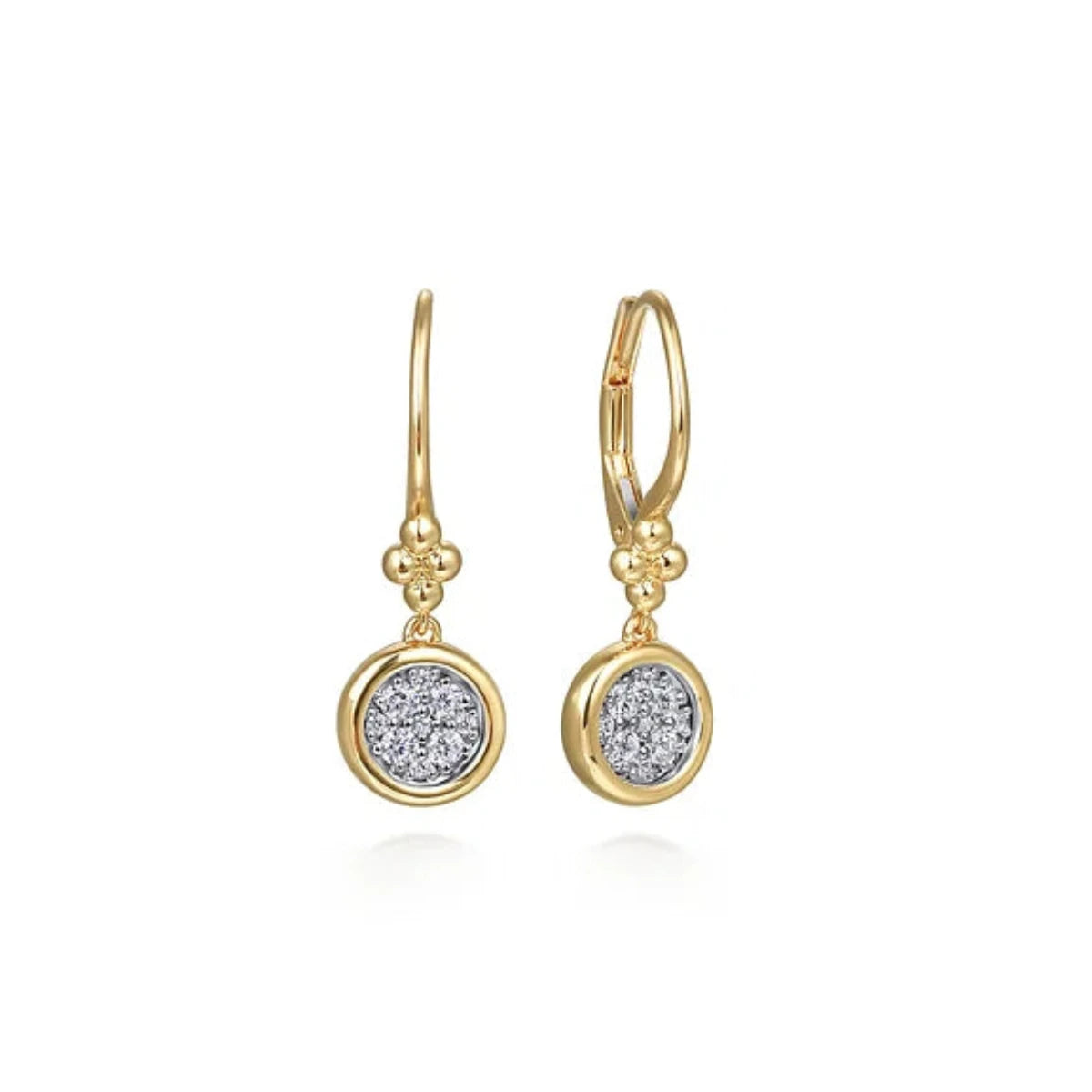 Silver Earrings with Diamonds-14K Y Gold 0.30ctw Lever back Cluster Diamond Earrings