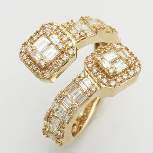 Luxury Engagement Ring Set-14KY 1.85CTW DIAMOND BAGUETTE & ROUND LADIES