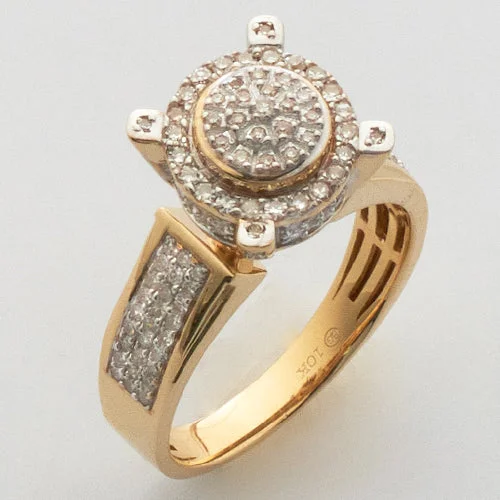 Unique Gemstone Ring for Women-10KY 0.55CTW MICROPAVE DIAMOND ROUND RIST RING