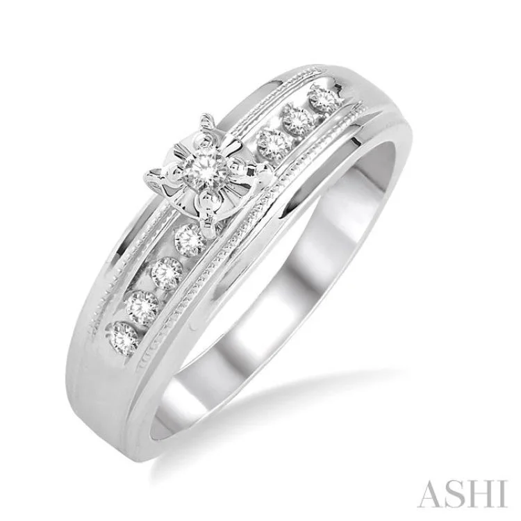 Platinum Engagement Ring-1/8 ctw Round Cut Diamond Engagement Ring in 10K White Gold