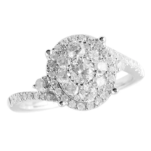 Men's Custom Wedding Ring-10KW 1.00CTW DIAMOND LADIES CLUSTER RING