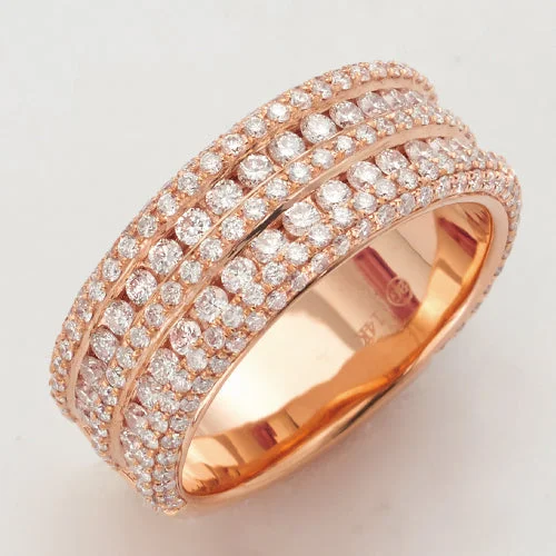 Birthstone Ring for Women-14KR 2.50CTW DIAMOND 3-ROW MENS RING