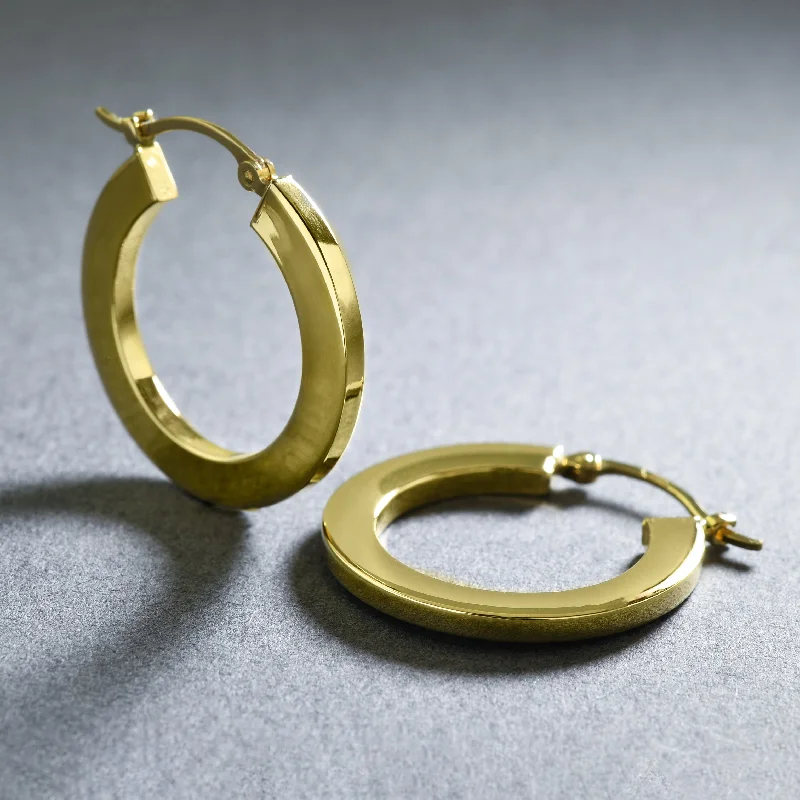 Nature Inspired Earrings-Flat Gold Hoops