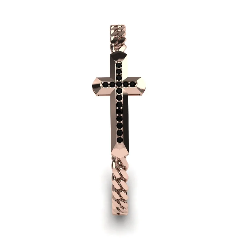 Luxury Gold Bracelet-Black Diamond Cross Men Chain Bracelet - Nicholas No. 8