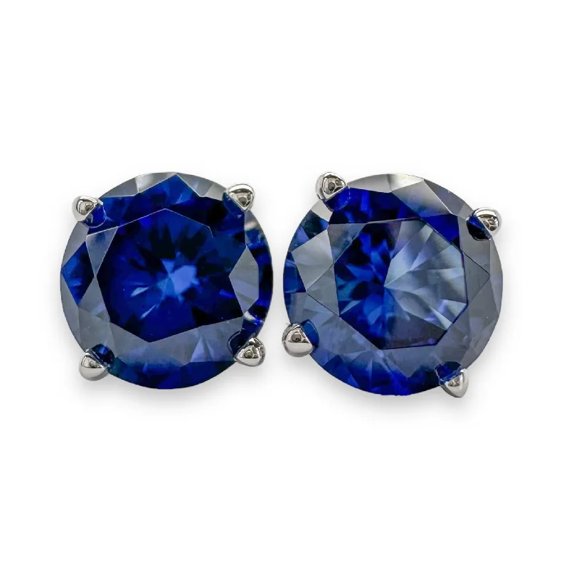 Chic Earrings for Women-14K W Gold 1.78cttw 6mm Lab-Created Sapphire Earrings