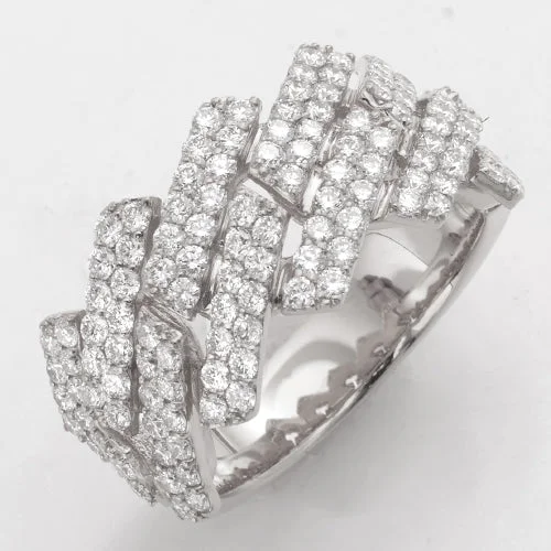 Elegant Wedding Ring-14KW 2.45CTW DIAMOND SQUARE CUBAN MENS RING