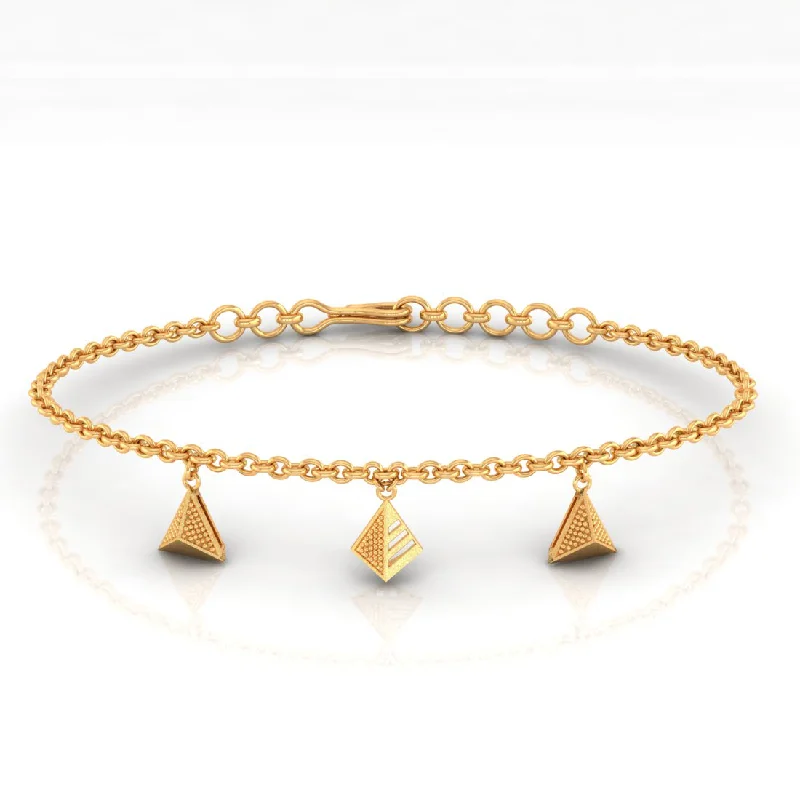 Custom Name Bracelet-14k Dainty Gold Bracelet With Triangular Designs