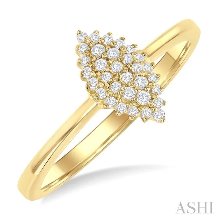 Stunning Wedding Ring Set for Women-1/6 ctw Petite Marquise Shape Round Cut Diamond Cluster Fashion Ring in 10K Yellow Gold