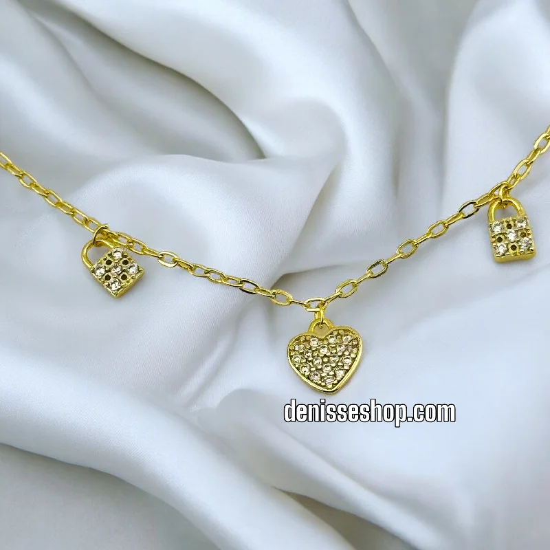 Women’s Bracelet with Birthstones-14K HEART ANKLET BRACELET A08