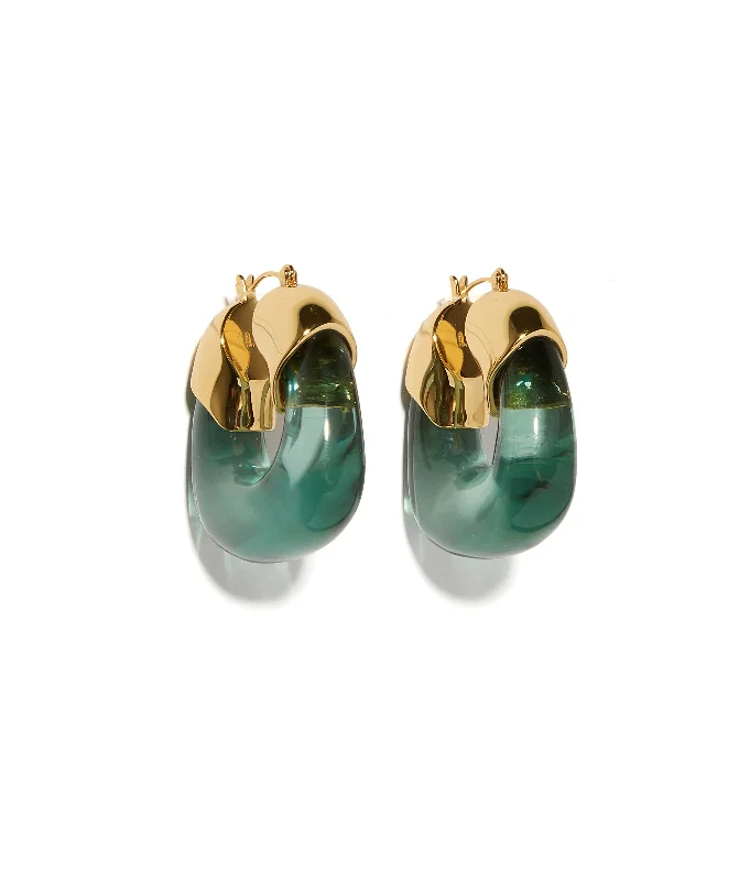 Vintage Gold Earrings-Organic Hoops in Forest