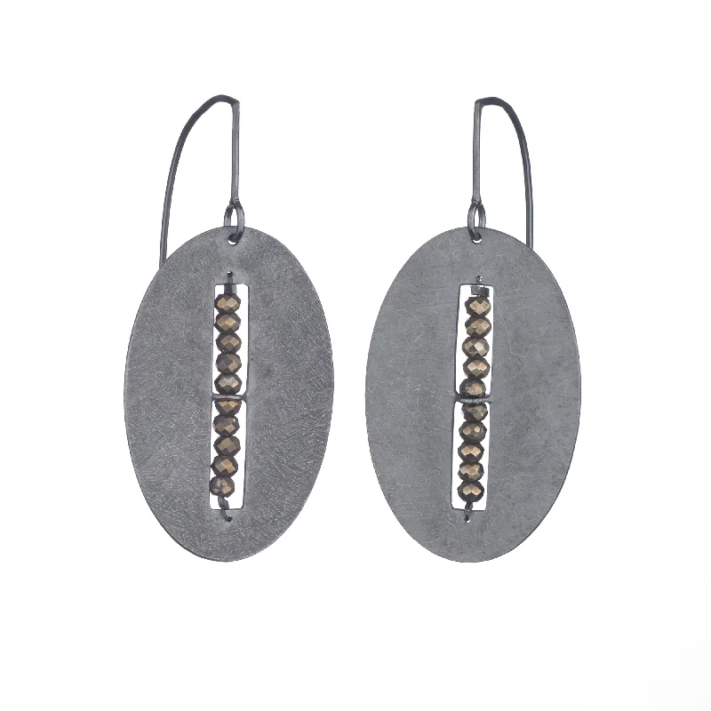 Designer Earrings for Special Occasions-Segment Oval Earrings