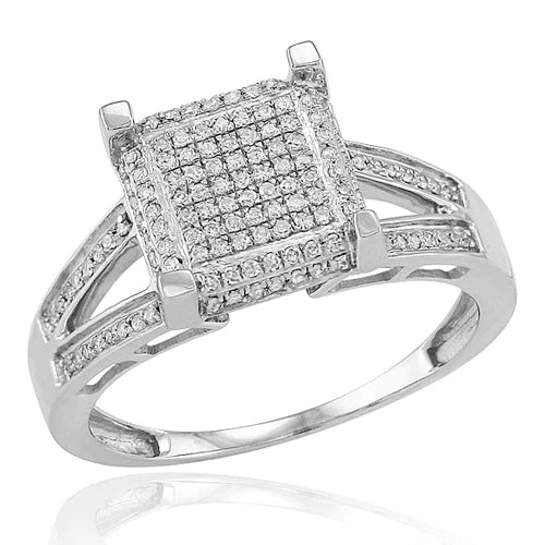 Elegant Diamond Ring-10KW 0.30CTW CUBE HEAD RING